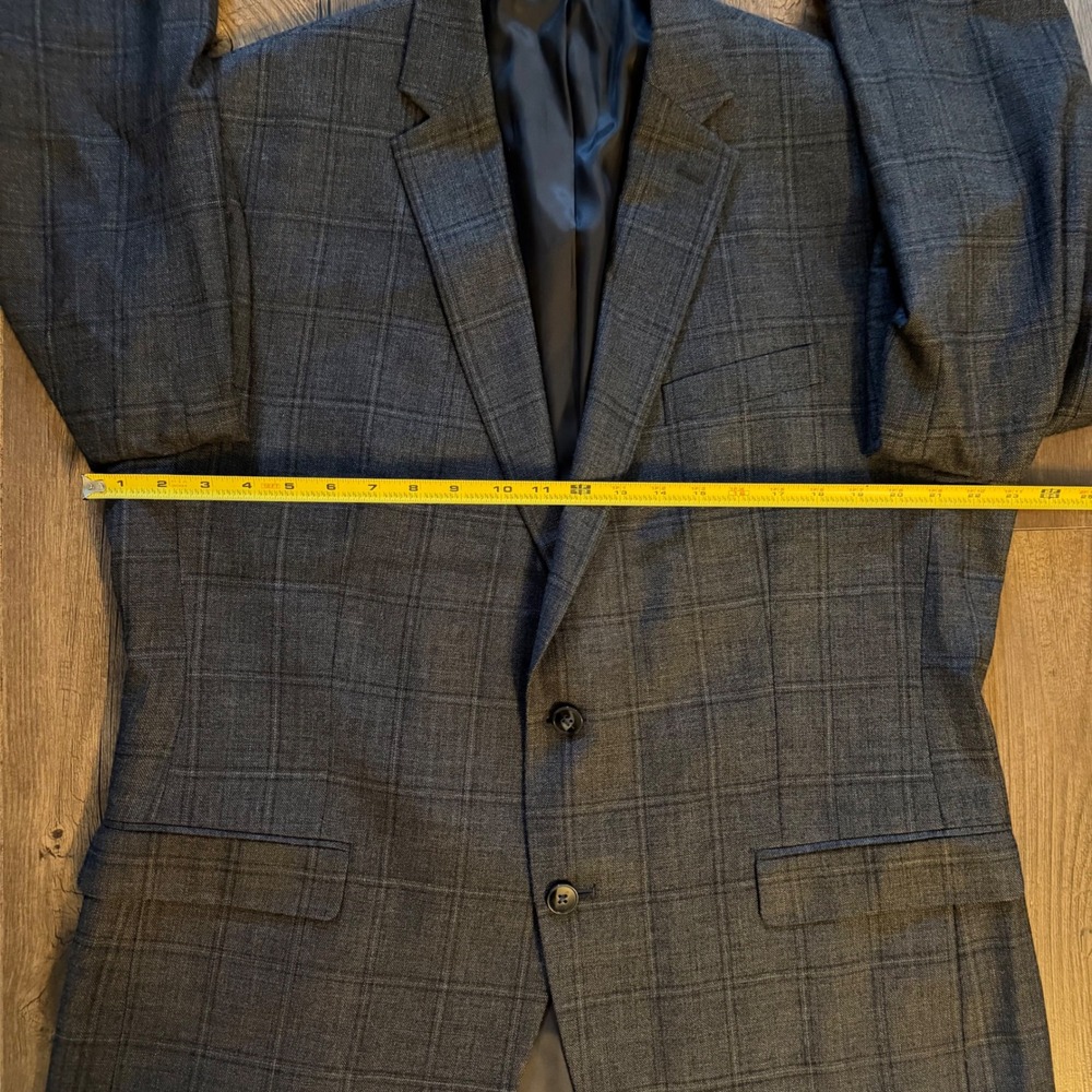 Calvin Klein Blazer Dark Grey Glen Plaid Two Button Sport Coat Preppy Mens 44R - Picture 12 of 13